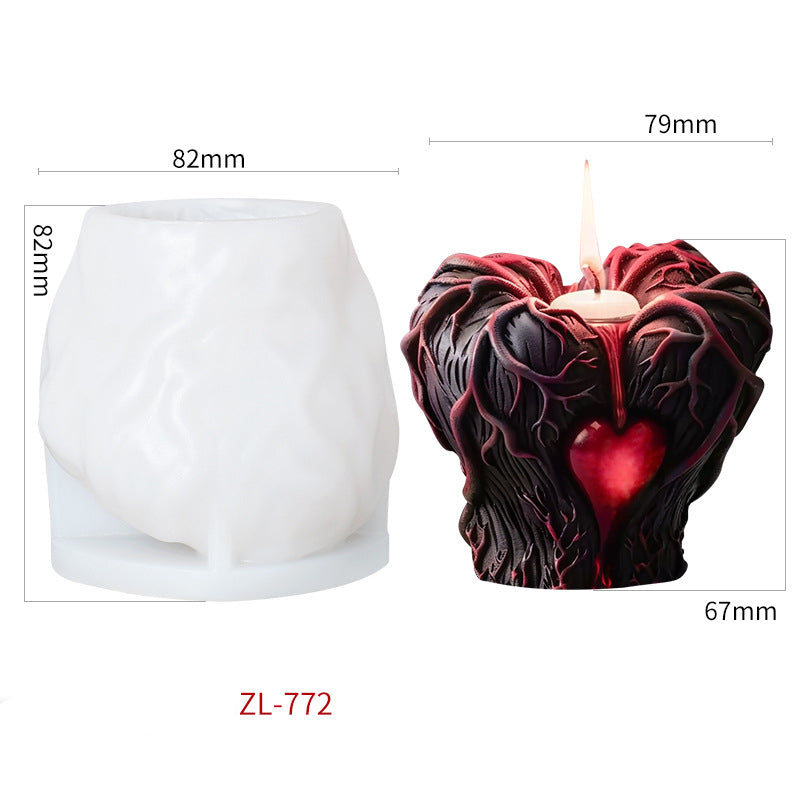 Halloween Hand Holding Heart Silicone Candle Mold, DIY Scary Horror Resin Ornament Mold for Aromatherapy Candle