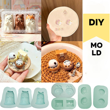 Ghost small animal kneading silicone mold rabbit duck seal coffee paper bag homemade kneading music mold