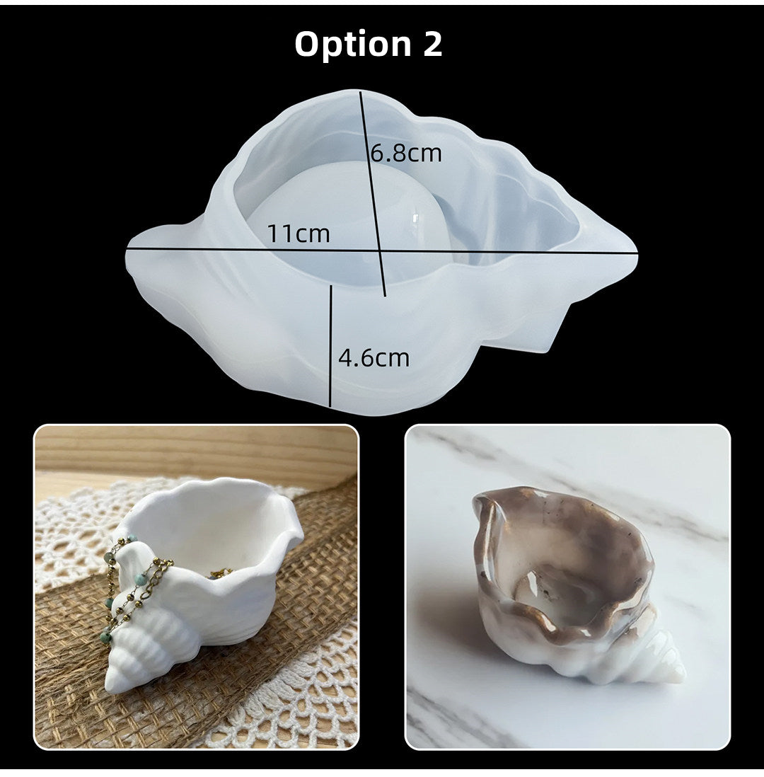 Conch Silicone Mold, DIY Handmade Mould for Epoxy Resin, Cement Aroma Gypsum Candle Cup & Storage Box