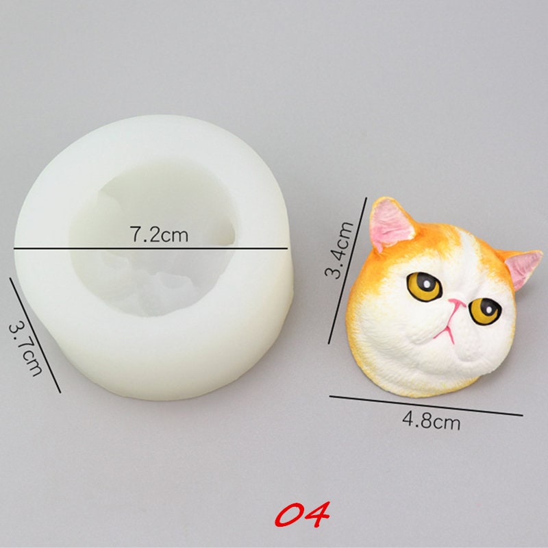 Cute Cat Head Silicone Mold-Animal Cat Resin Mold-Pet Ragdoll Cat Keychain Mold-Cat Fondant Cake Decor Mold-Scented Plaster Cat Mold