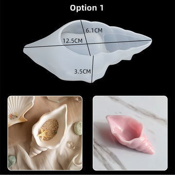 Conch Silicone Mold, DIY Handmade Mould for Epoxy Resin, Cement Aroma Gypsum Candle Cup & Storage Box