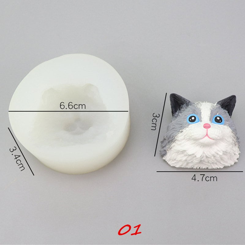 Cute Cat Head Silicone Mold-Animal Cat Resin Mold-Pet Ragdoll Cat Keychain Mold-Cat Fondant Cake Decor Mold-Scented Plaster Cat Mold