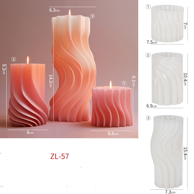 Wavy Cylinder Silicone Mold for Aromatherapy Candles, DIY Irregular Geometric Candle Mould