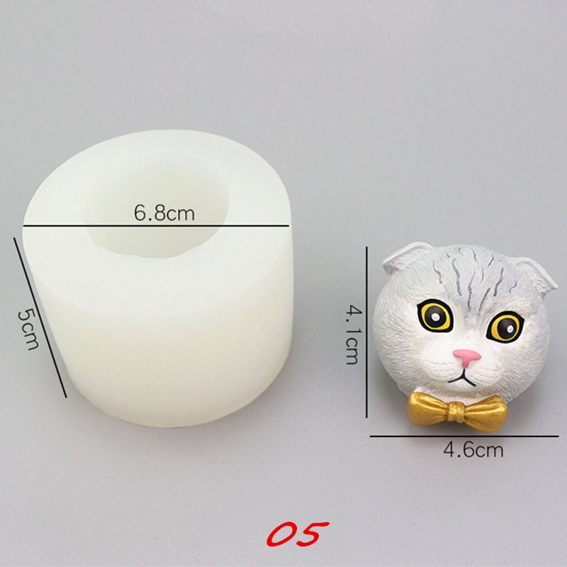 Cute Cat Head Silicone Mold-Animal Cat Resin Mold-Pet Ragdoll Cat Keychain Mold-Cat Fondant Cake Decor Mold-Scented Plaster Cat Mold
