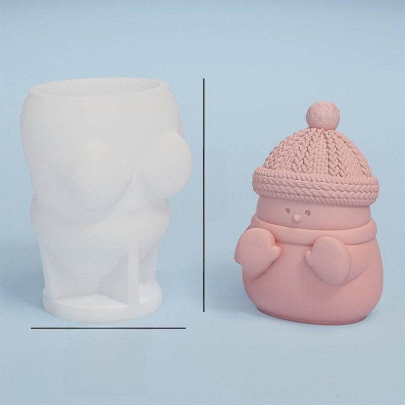 Cute Snowman Silicone Mold-Snowman Candle Mold-Snowman By the Fire Concrete Mold-Aromatherapy Plaster Ornament Mold-Christmas Decoration