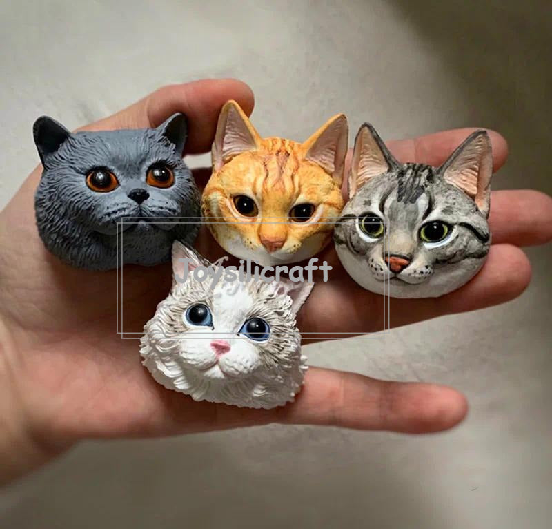 Cute Cat Head Silicone Mold-Animal Cat Resin Mold-Pet Ragdoll Cat Keychain Mold-Cat Fondant Cake Decor Mold-Scented Plaster Cat Mold
