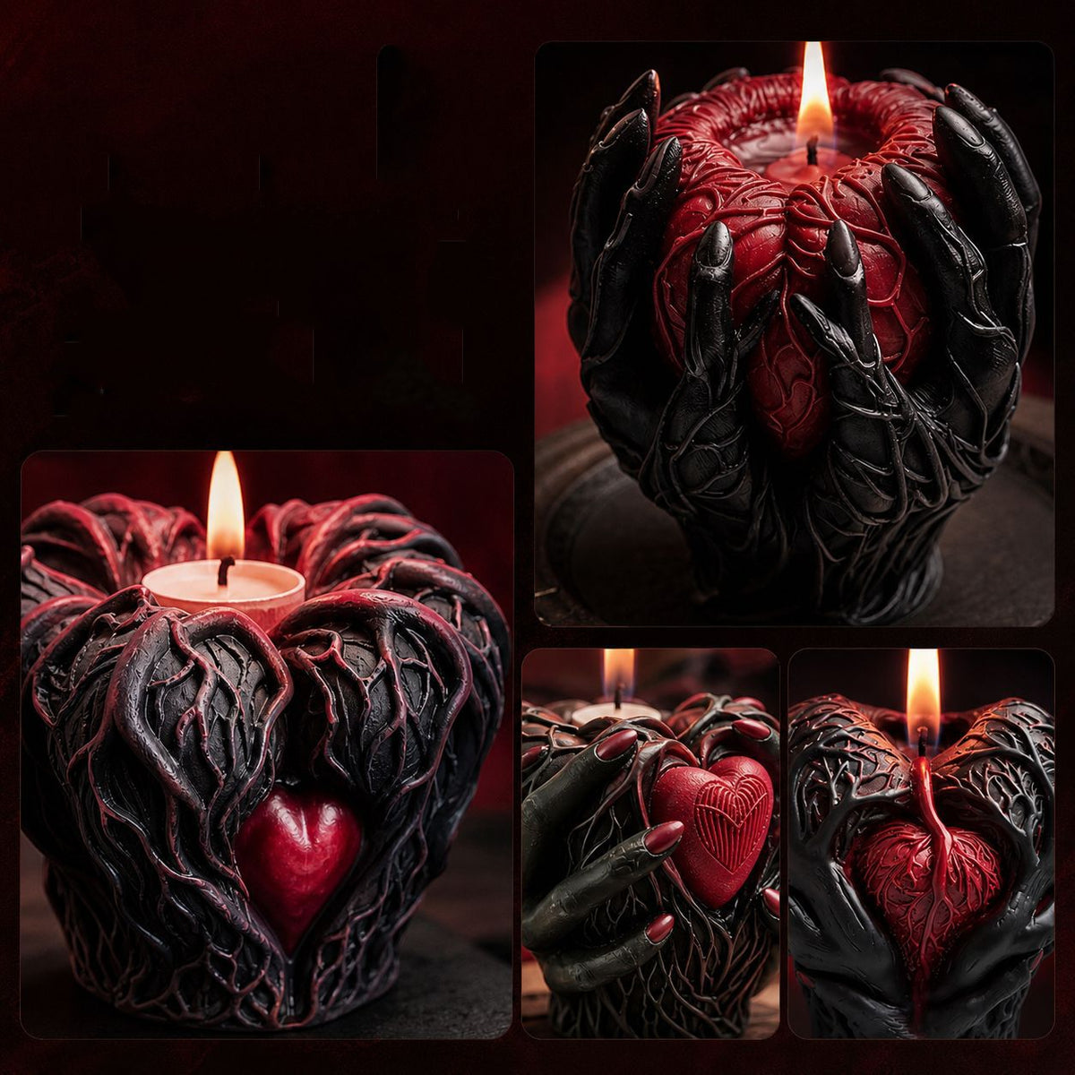 Halloween Hand Holding Heart Silicone Candle Mold, DIY Scary Horror Resin Ornament Mold for Aromatherapy Candle