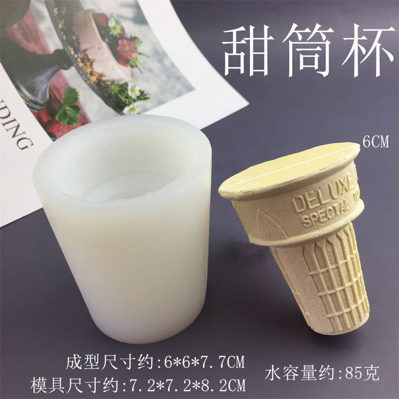 Ice cream cone cup sandwich squishy silicone mold diy aromatherapy candle soap plaster tool fidget toys
