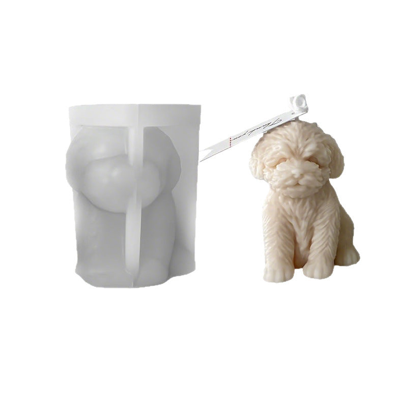 3D Teddy Dog Silicone Mold, Healing Puppy Aromatherapy Gypsum Mold, Pet Style DIY Handmade Craft Mold for Home Decor