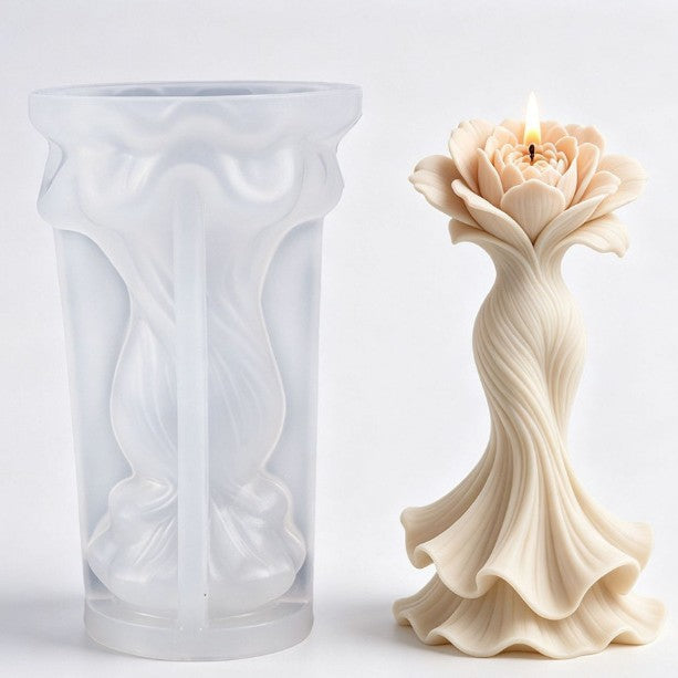 Mermaid Tail Flower Silicone Candle Mold | 3D Carved Floral Craft Mold