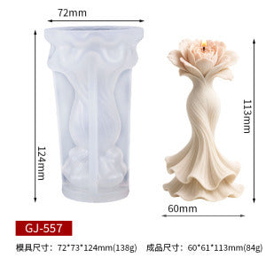 Mermaid Tail Flower Silicone Candle Mold | 3D Carved Floral Craft Mold