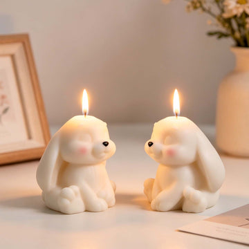 Sitting Long‑Eared Rabbit Silicone Mold, Cute Bunny Figurine Mould, DIY Scented Candle for Home Decor