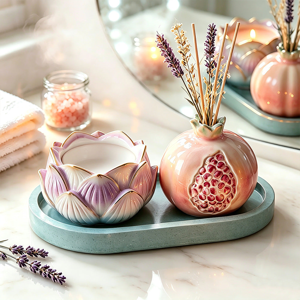 DIY Silicone Mold for Lotus Incense Burner & Pomegranate Shaped Vase, Resin Casting Mould for Flower Pot & Desktop Decor Handmade Ornaments