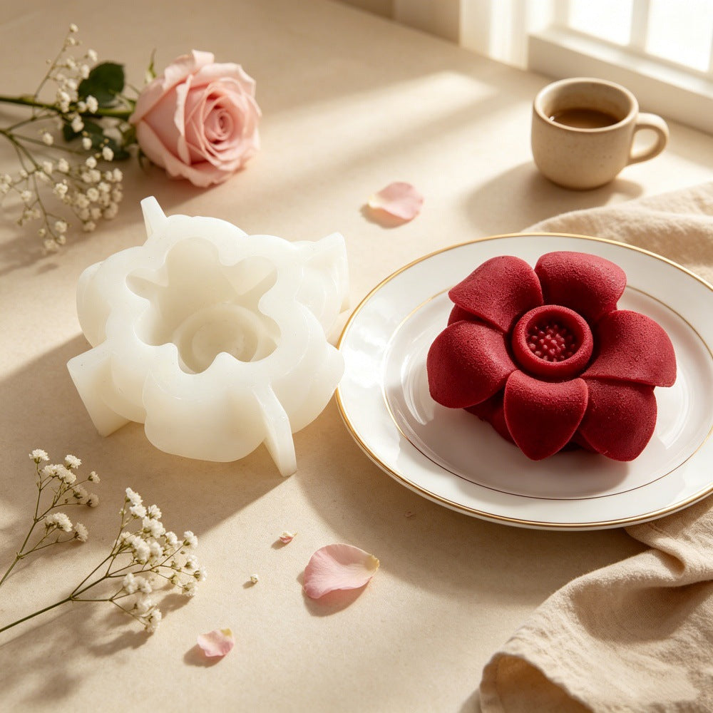6-Petal Rafflesia Silicone Mold, Giant Flower Shaped Mousse Cake & Chocolate Baking Mold, DIY Jelly Pudding Mold for Home Dessert Making