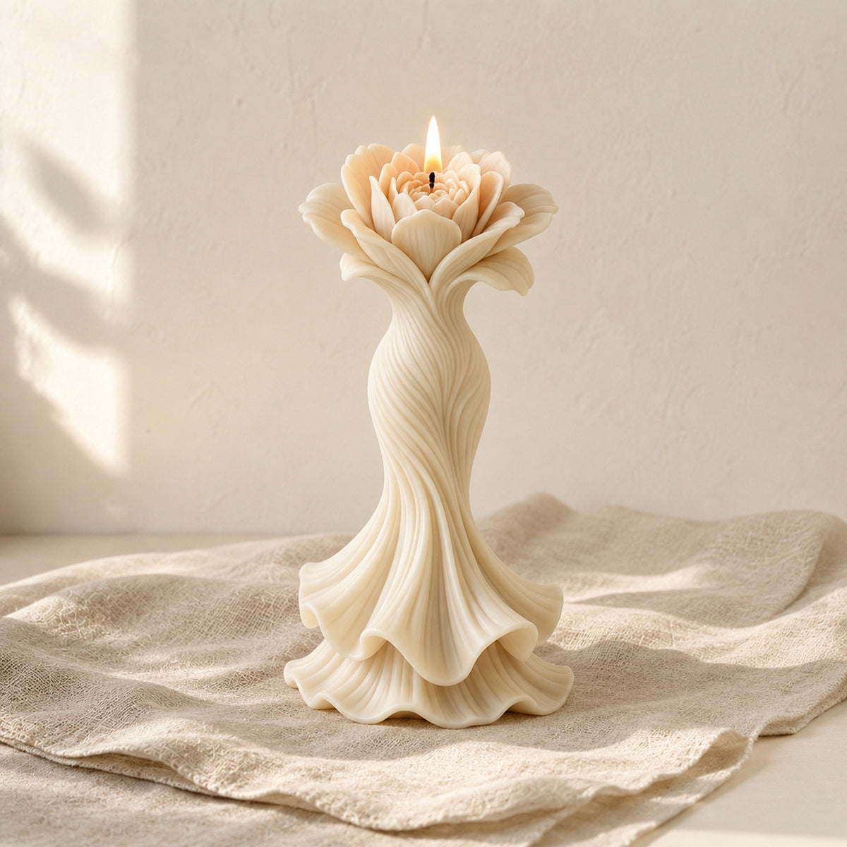 Mermaid Tail Flower Silicone Candle Mold | 3D Carved Floral Craft Mold