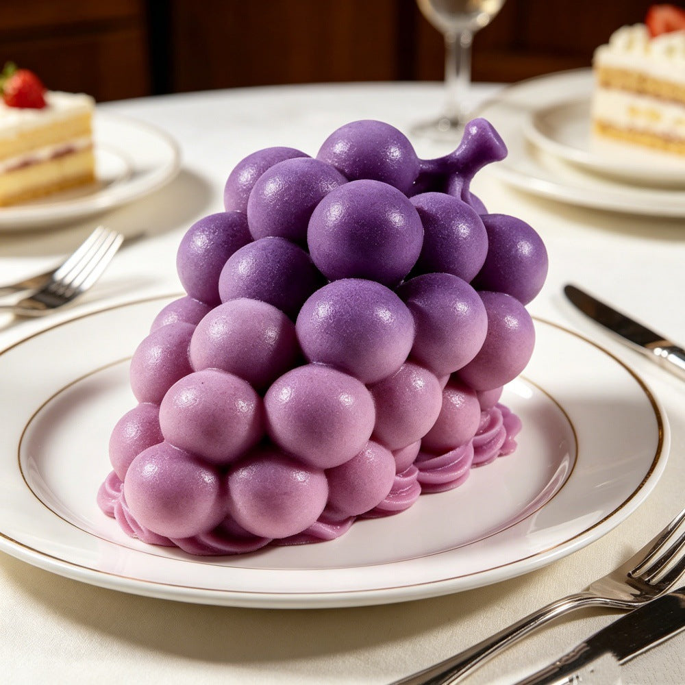 3D Grape Silicone Mold, Realistic Fruit Shaped Baking Mold, Food Grade Soft Silicone Mousse Cake & Chocolate DIY Mold for Home Dessert Making