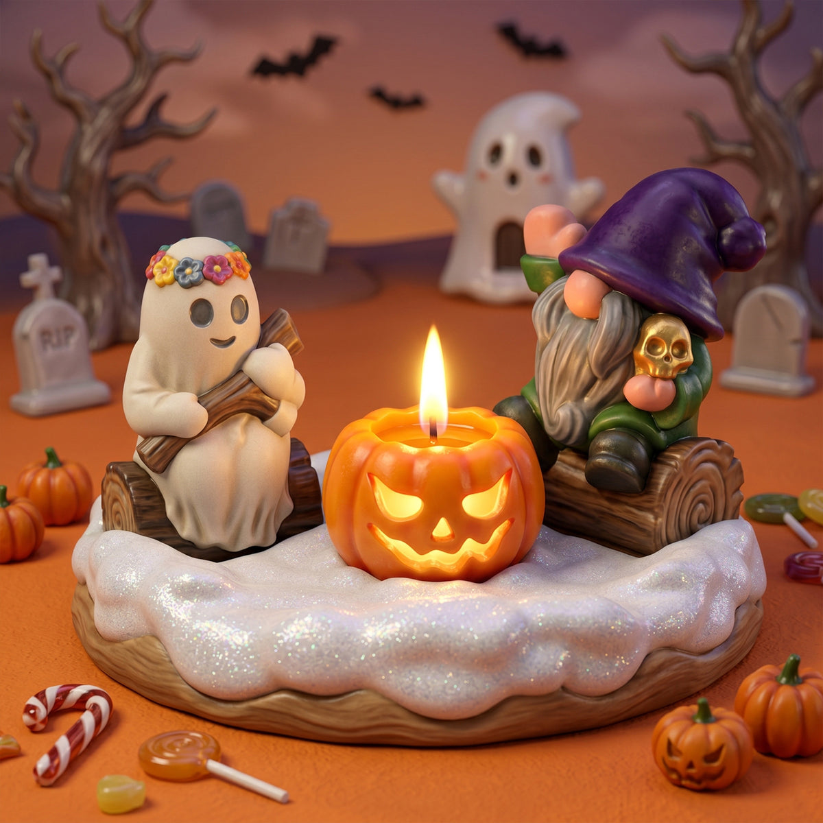 Halloween Pumpkin Skull Ghost Silicone Mold for DIY Aromatherapy Candle & Resin Craft