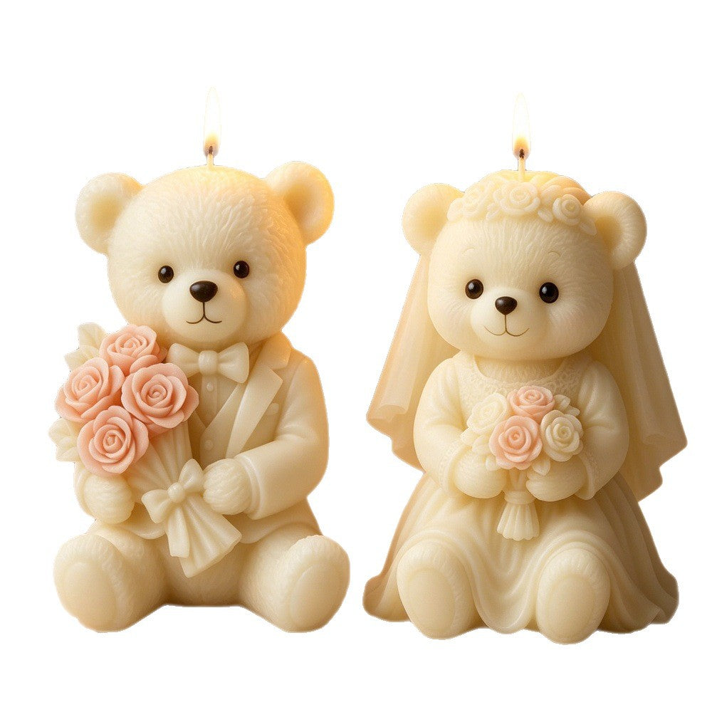 Wedding Teddy Bear Silicone Candle Mold | DIY Plaster & Aromatherapy Craft Mold