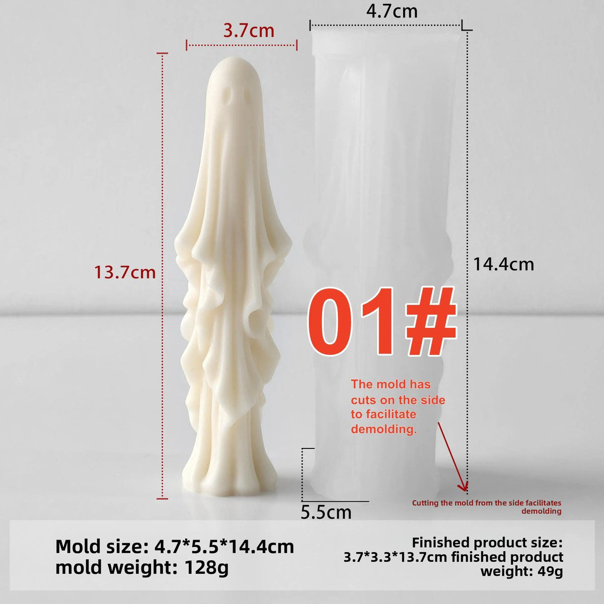 Ghost candle silicone mold-Halloween taper candle mold-Ghost long stick scented candle mold-Silicone wax mold for home decor candle making