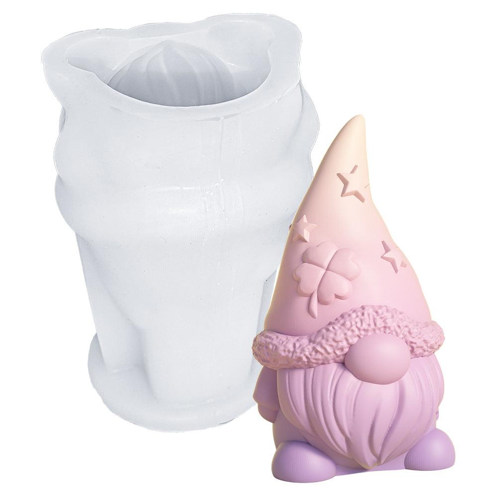 Christmas Gnome & Kitten Silicone Mold – 3D Figurine Candle Mold for Plaster, Resin & Wax, Heart Star Nordic Decor DIY