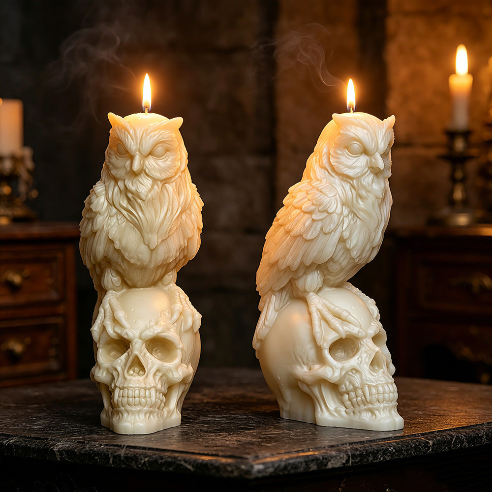 3D Owl Skull Silicone Mold for Aromatherapy Candle, Gothic Handmade Decor Craft Mold