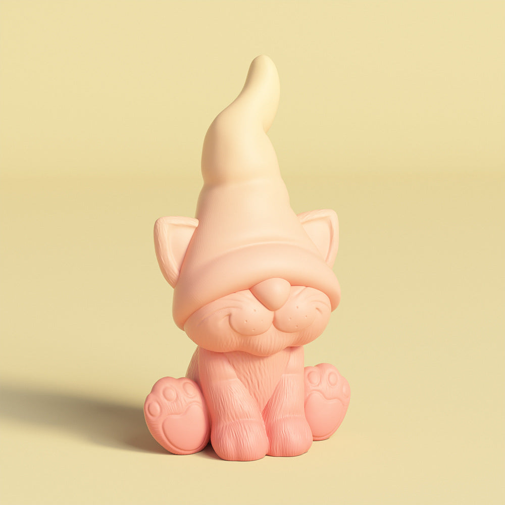Christmas Gnome & Kitten Silicone Mold – 3D Figurine Candle Mold for Plaster, Resin & Wax, Heart Star Nordic Decor DIY