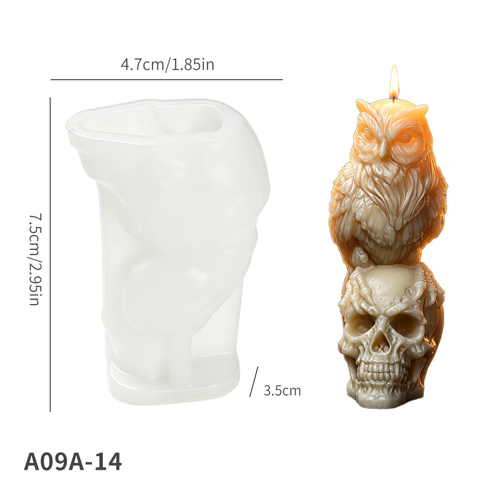 3D Owl Skull Silicone Mold for Aromatherapy Candle, Gothic Handmade Decor Craft Mold