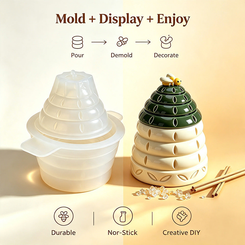 Aromatherapy Jar Silicone Mold Multi-Purpose DIY Epoxy Resin Mold for Flower Pot, Pen Holder, Storage Jar & Home Decor Ornament