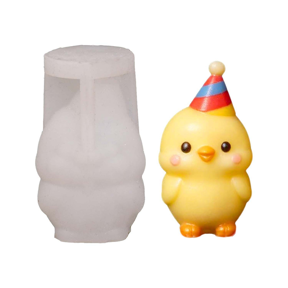 Cute Duck with Birthday Hat Silicone Mold, DIY Scented Candle Figurine Mould, Birthday Party Decor Ornament Casting Mold