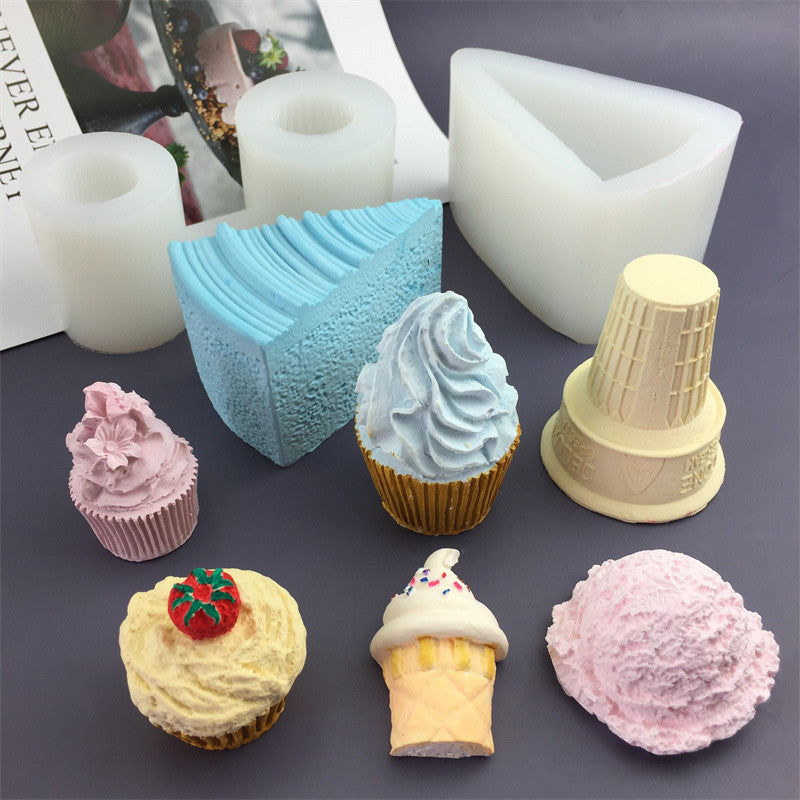 Ice cream cone cup sandwich squishy silicone mold diy aromatherapy candle soap plaster tool fidget toys