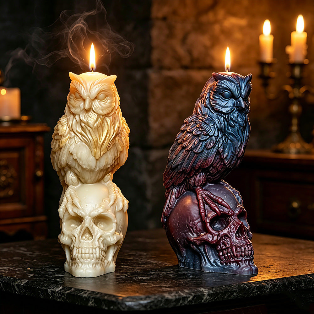 3D Owl Skull Silicone Mold for Aromatherapy Candle, Gothic Handmade Decor Craft Mold