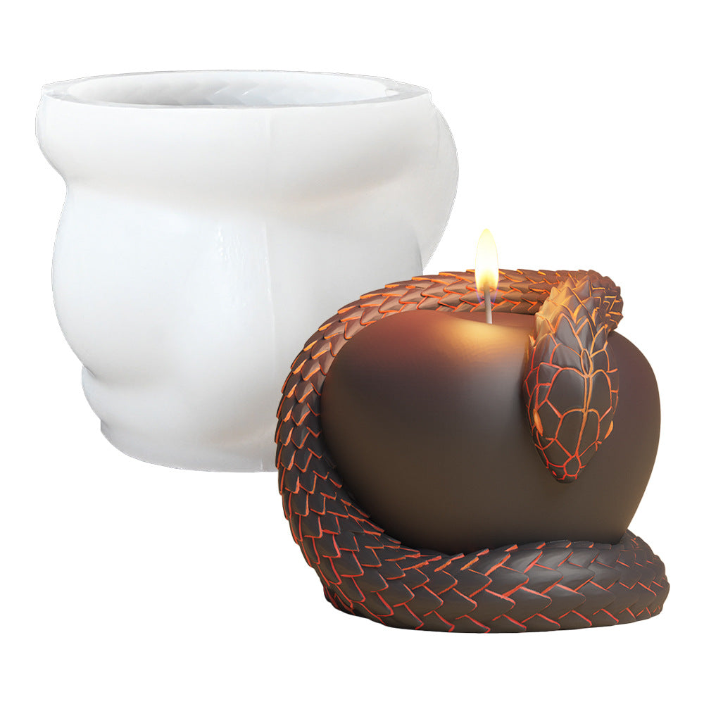 Forbidden Fruit Silicone Mold, Apple & Snake Shape Mold for Aroma Diffuser Stone, Candle, Halloween Cake Decor