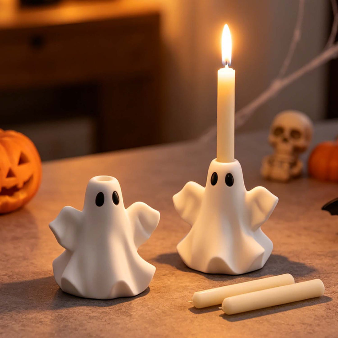 Ghost Candlestick Silicone Mold, Handmade Halloween Decor Ornament Silicone Mould DIY