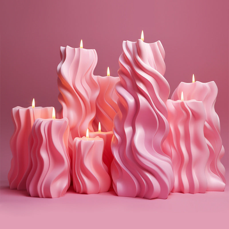 Wavy Cylinder Silicone Mold for Aromatherapy Candles, DIY Irregular Geometric Candle Mould