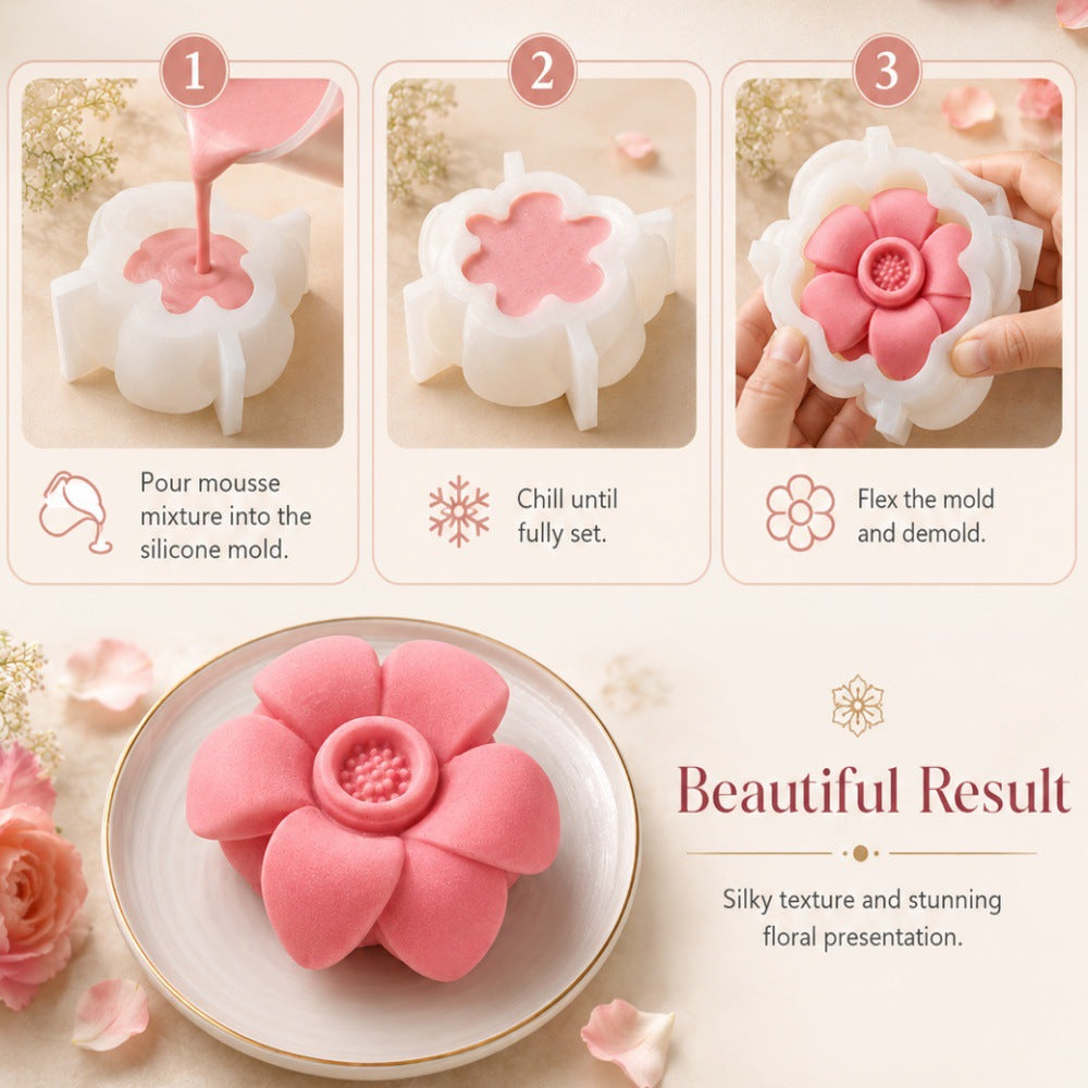 6-Petal Rafflesia Silicone Mold, Giant Flower Shaped Mousse Cake & Chocolate Baking Mold, DIY Jelly Pudding Mold for Home Dessert Making