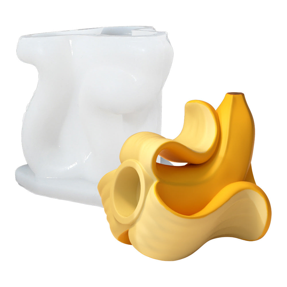 Banana Shape Silicone Mold for Concrete & Plaster Candle Holder, Ins Style Minimalist Modern Bedroom Decor