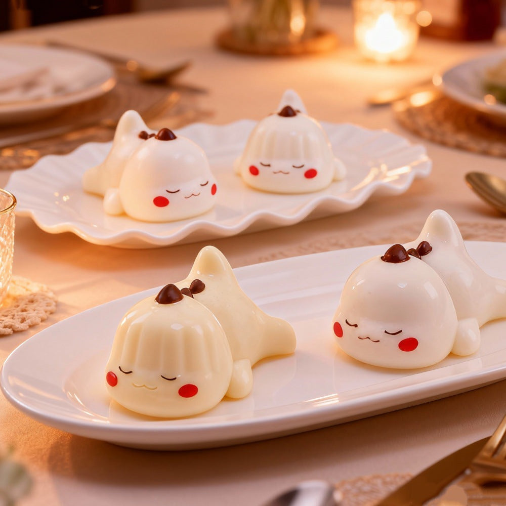 Cute Cartoon Character Silicone Mold | DIY Sleeping Mousse Cake & Pudding Mold