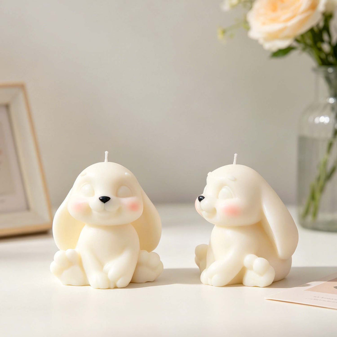 Sitting Long‑Eared Rabbit Silicone Mold, Cute Bunny Figurine Mould, DIY Scented Candle for Home Decor