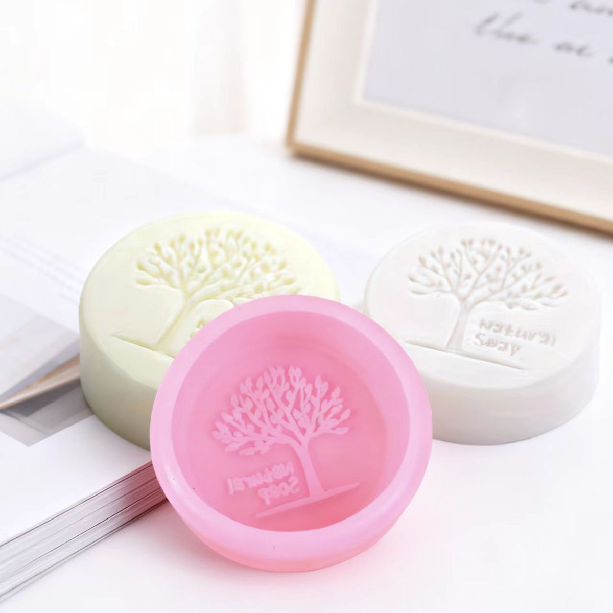 Round Tree of Life Silicone Mold, DIY Handmade Soap Base Mould, Soap & Cake Baking Mold for Home Craft