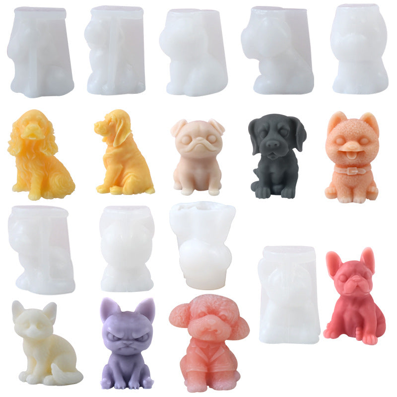 Pets puppy silicone molds DIY Bulldog shape scented candle silicone molds