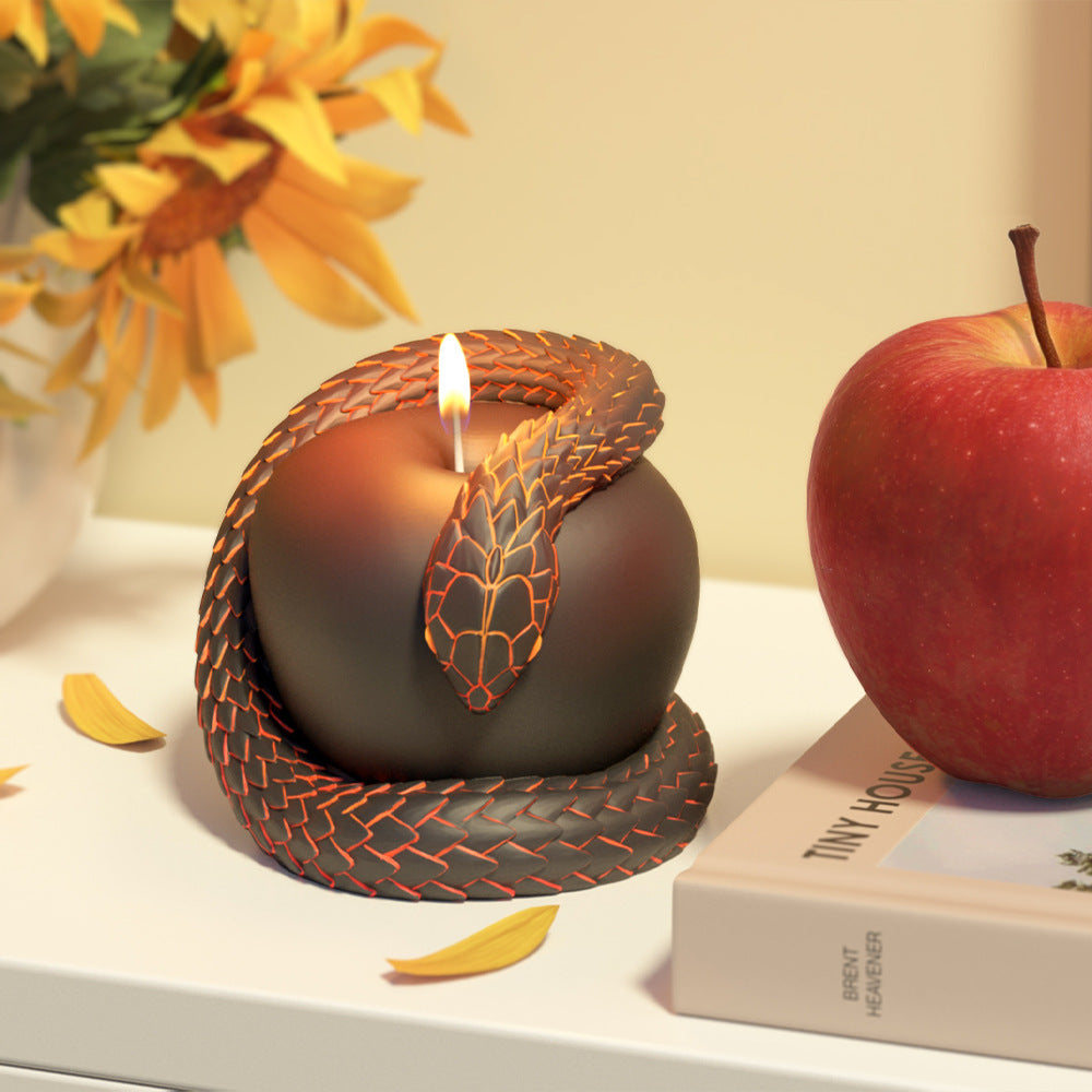 Forbidden Fruit Silicone Mold, Apple & Snake Shape Mold for Aroma Diffuser Stone, Candle, Halloween Cake Decor