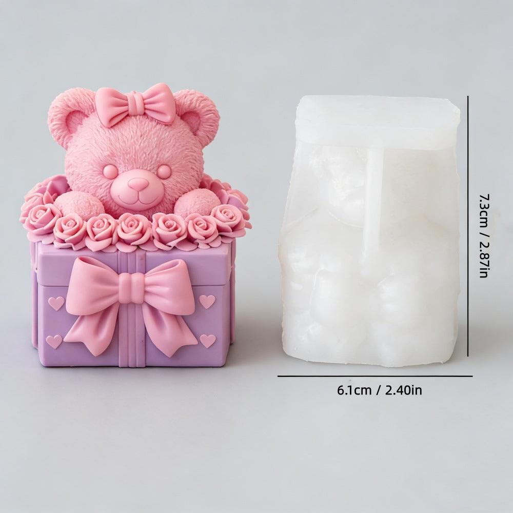 Wedding Teddy Bear Silicone Candle Mold | DIY Plaster & Aromatherapy Craft Mold