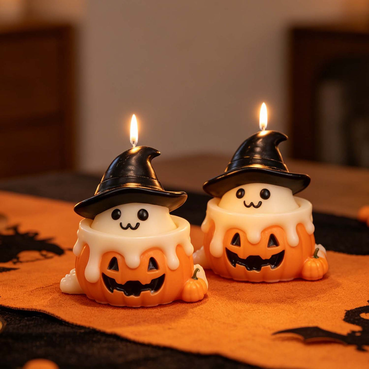 Cute Ghost in Pumpkin Cup Silicone Mold, Halloween DIY Scented Candle Mould, Ghost Ornament Casting Mold for Home Party Decor