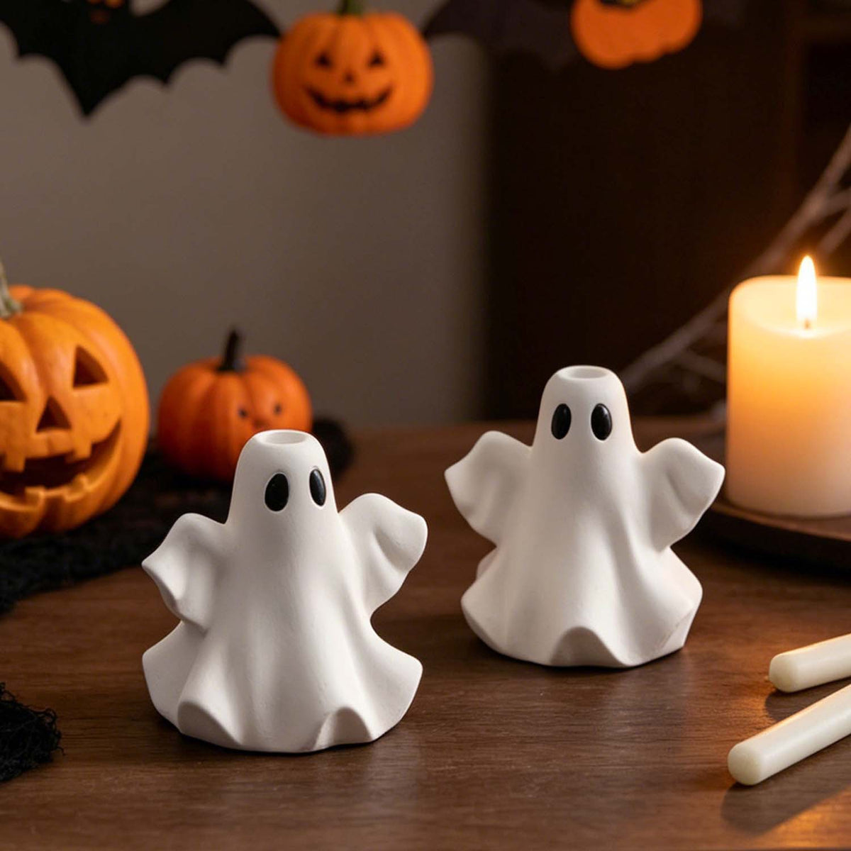 Ghost Candlestick Silicone Mold, Handmade Halloween Decor Ornament Silicone Mould DIY