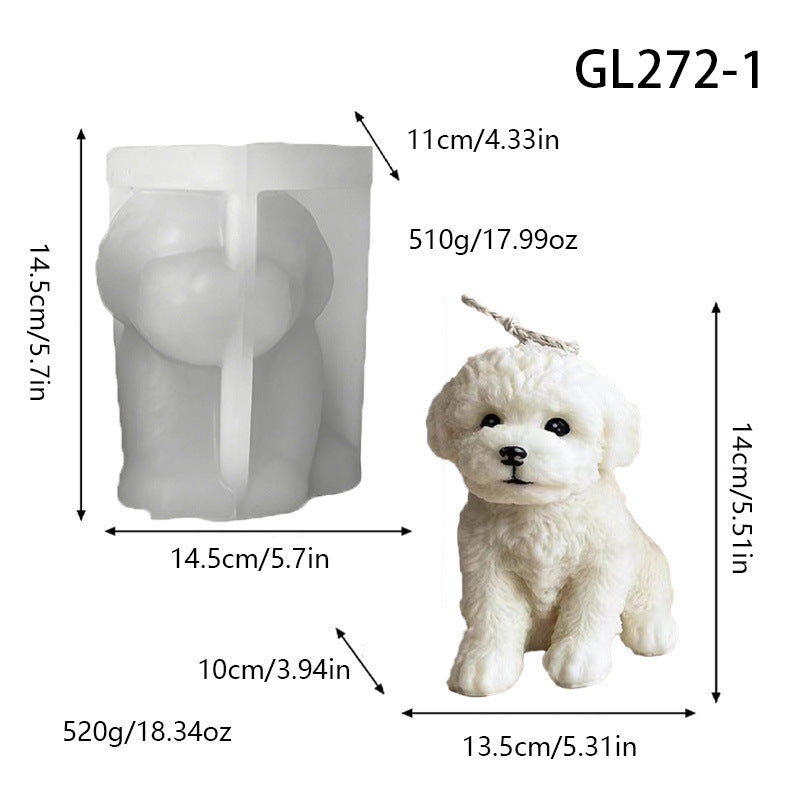 3D Teddy Dog Silicone Mold, Healing Puppy Aromatherapy Gypsum Mold, Pet Style DIY Handmade Craft Mold for Home Decor