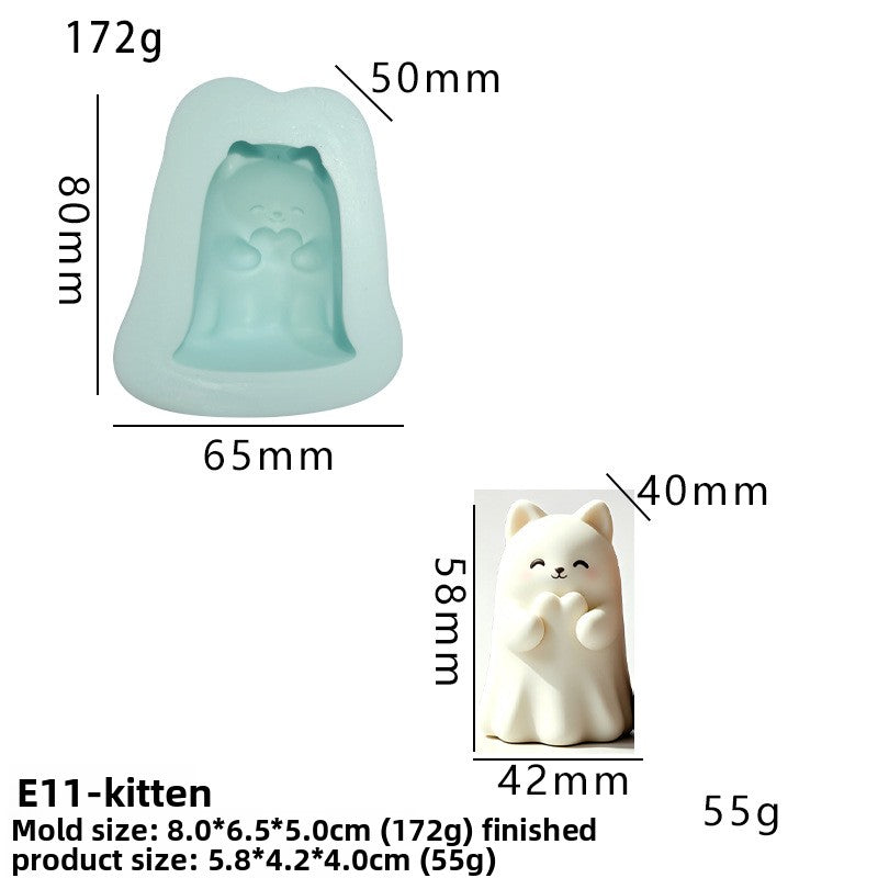 Ghost small animal kneading silicone mold rabbit duck seal coffee paper bag homemade kneading music mold