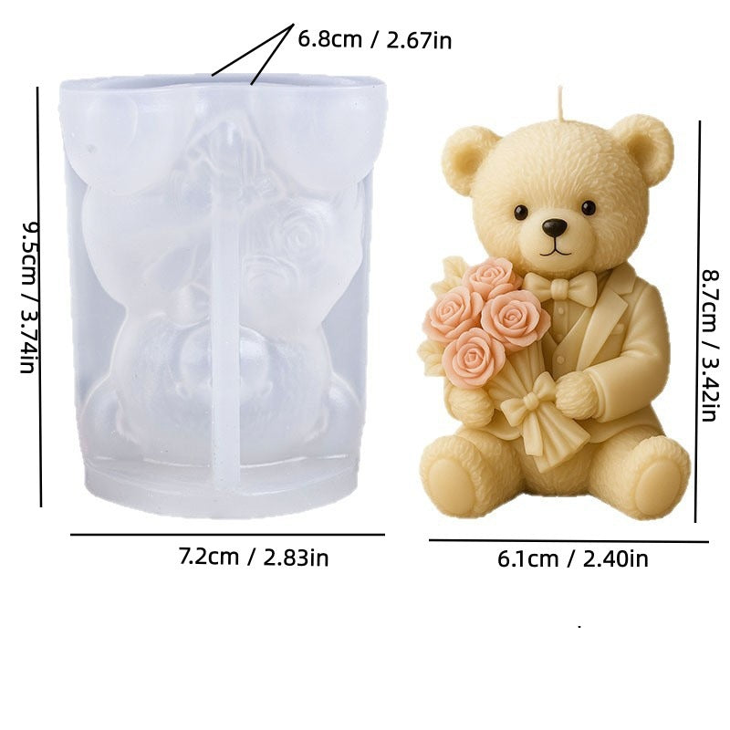 Wedding Teddy Bear Silicone Candle Mold | DIY Plaster & Aromatherapy Craft Mold