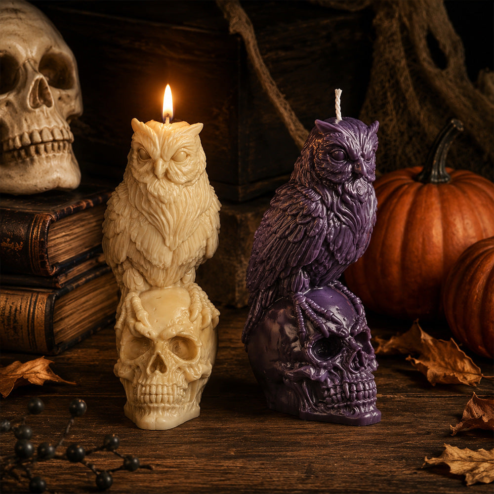 3D Owl Skull Silicone Mold for Aromatherapy Candle, Gothic Handmade Decor Craft Mold
