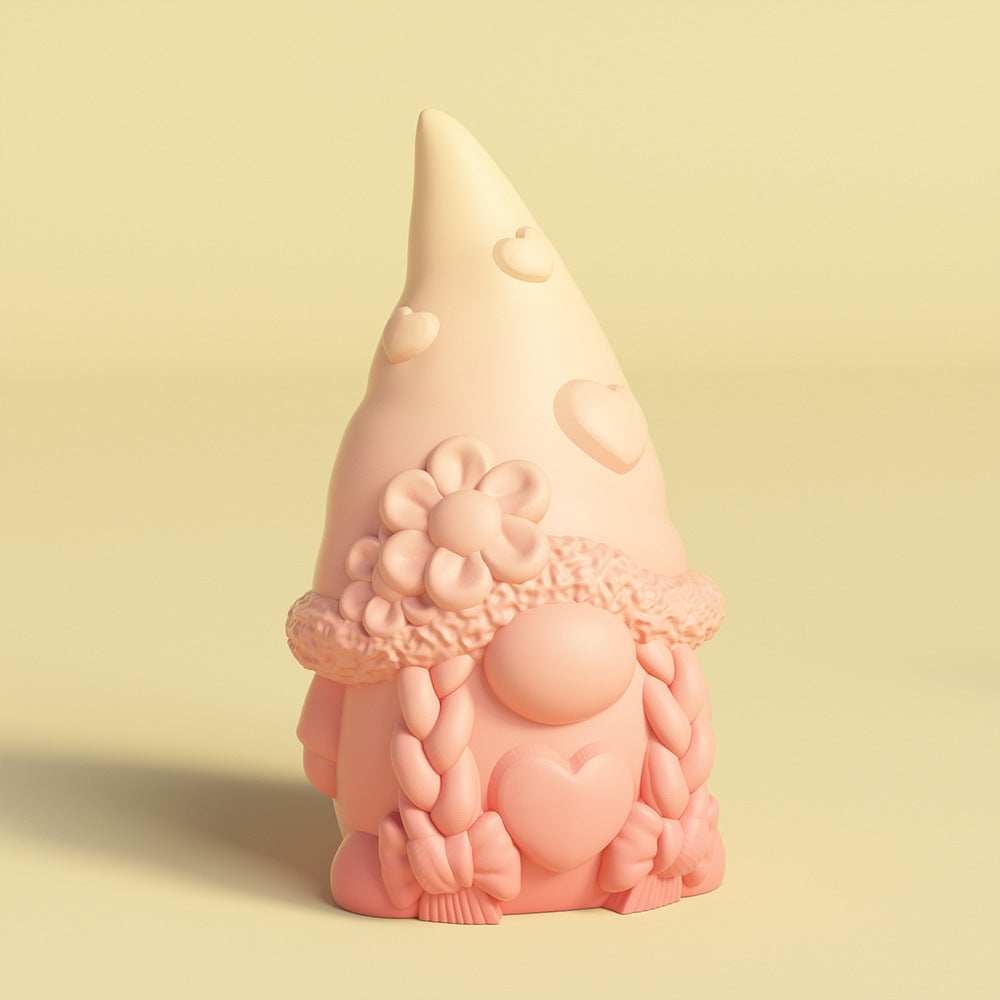 Christmas Gnome & Kitten Silicone Mold – 3D Figurine Candle Mold for Plaster, Resin & Wax, Heart Star Nordic Decor DIY