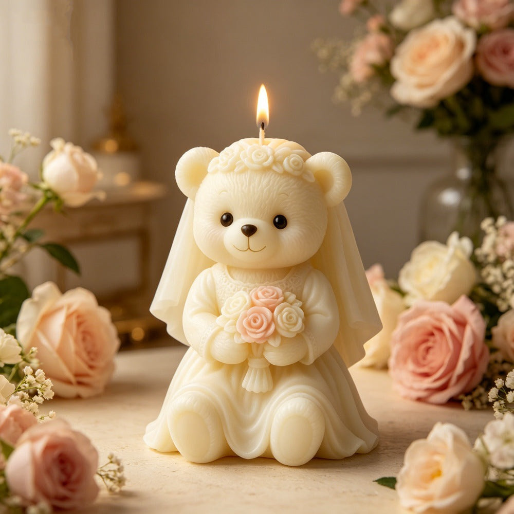Wedding Teddy Bear Silicone Candle Mold | DIY Plaster & Aromatherapy Craft Mold